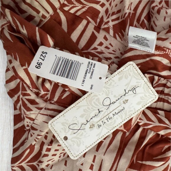 NWT FRENCH LAUNDRY Palm Leaf Pattern Wide Leg Palazzo Elastic Cropped Pants L XL - Picture 5 of 5